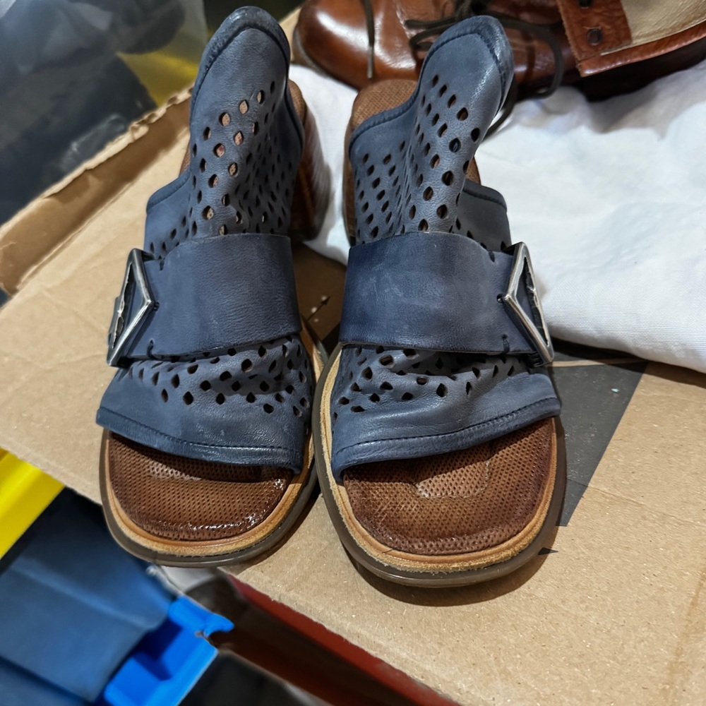 AS 98 Women’s Blue and Brown Sandals brand new still in the box